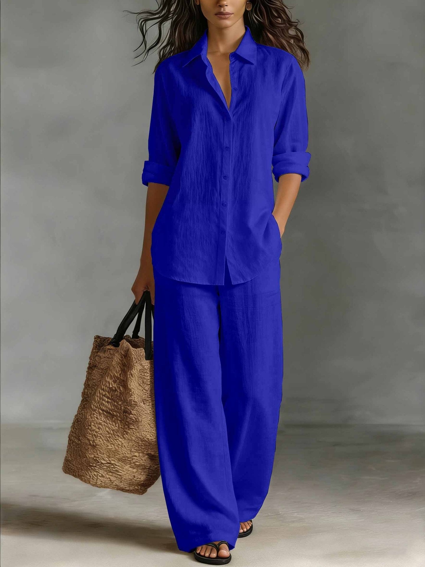 Women's Bohemian Cotton-Linen Top & Pants Set – Resort Lounge Co-ord