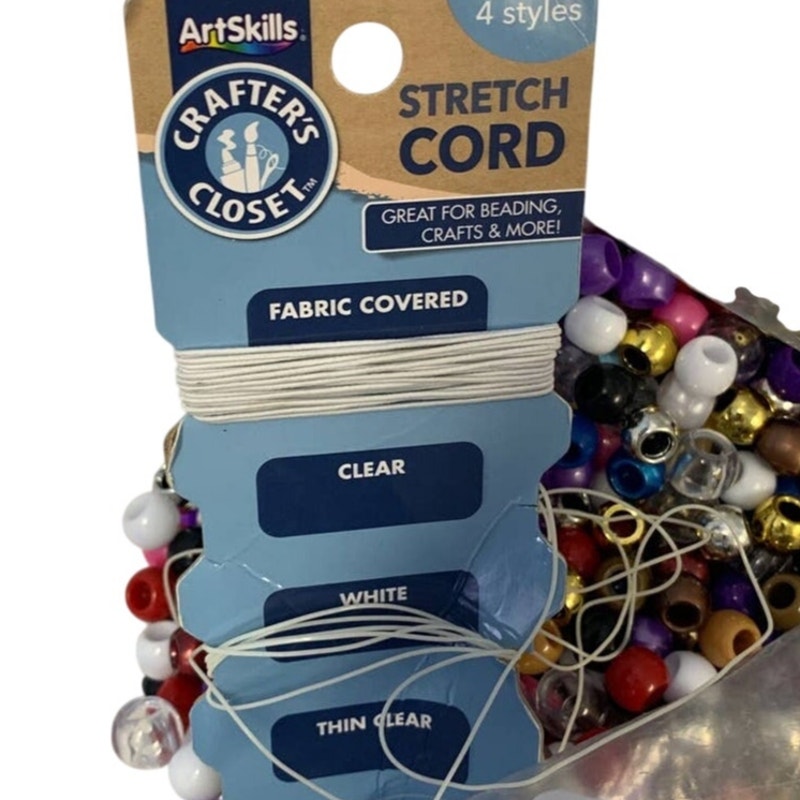 Almost 2lbs Shiny Metallic Pony Beads Craft Supplies w Stretch Cord Remnant