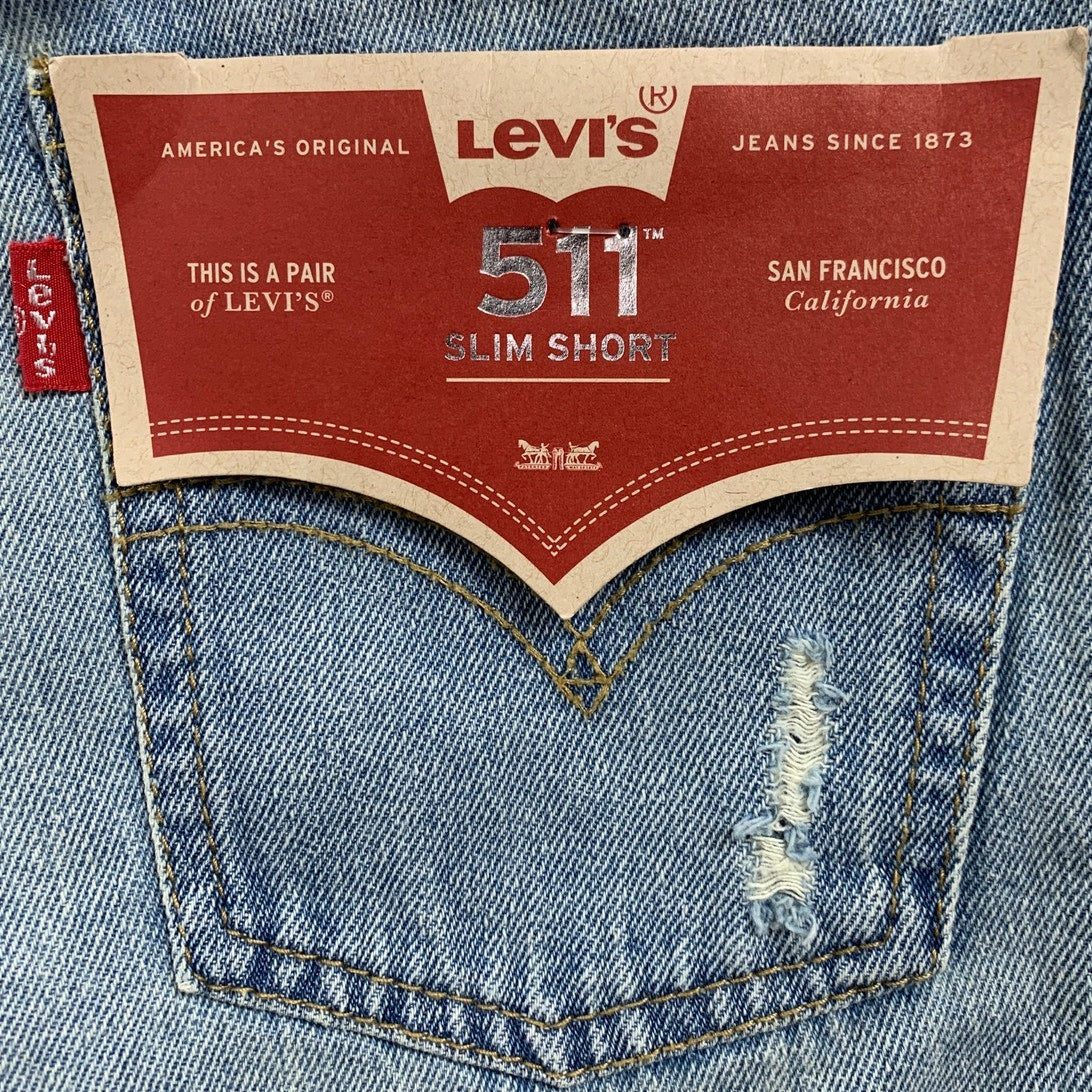 New Levi's Boys Size 14 Regular 511 Slim 100% Cotton Denim Jean Knee Shorts