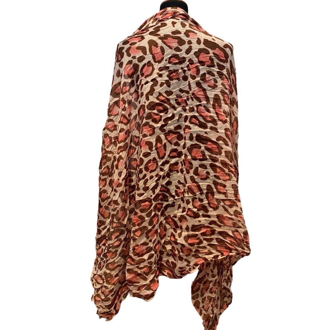 New Leopard Spot Camoflage Long Sheer Pink Black Animal Print Lightweight Scarf