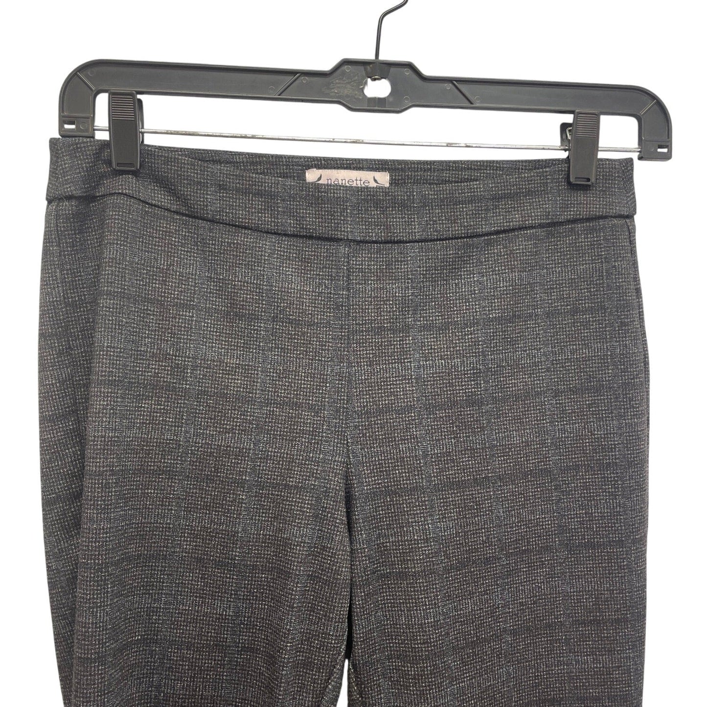 Nanette Lepore Womens Medium Black Gray Plaid Rayon Blend Pull On Pants