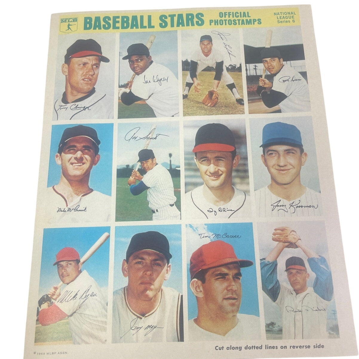 2 Vintage 1969 MLB Baseball All Stars Official Photostamps NL Series 6 Sheets