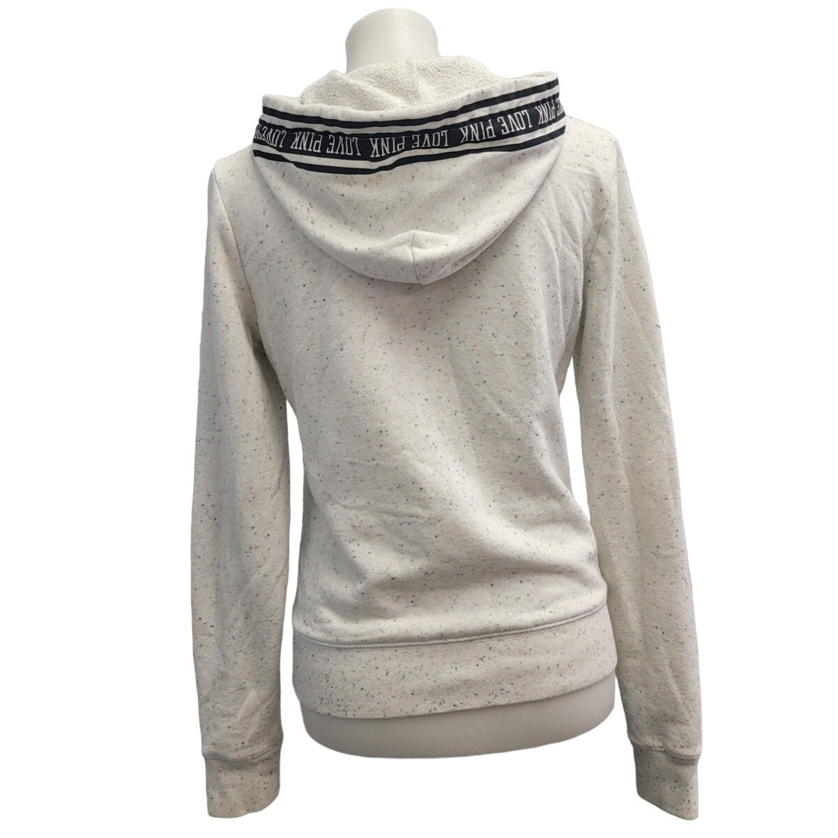 Pink Womens Small PolyCotton Confetti Quarter Zip Hooded Pullover Sweatshirt