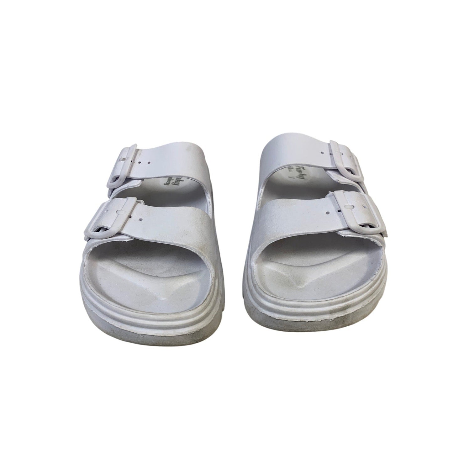 FunkyMonkey Womens 8 White Sandal Adjustable Strap Open Round Toe Slid On Shoes