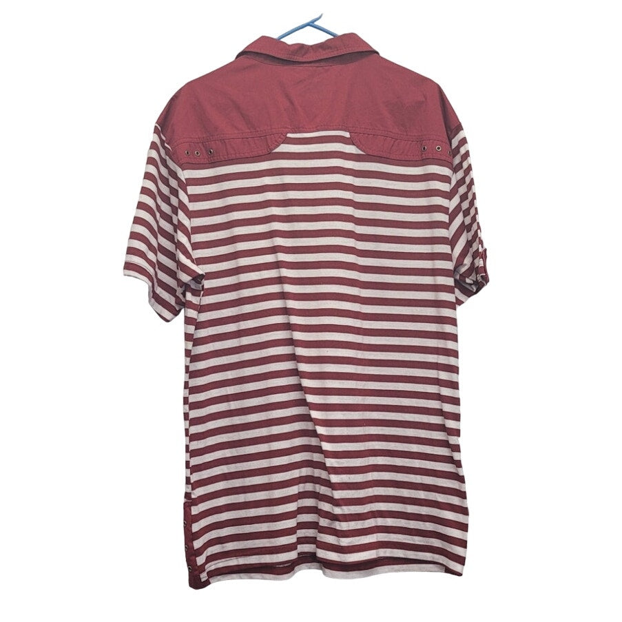 Noiz Mens 2XL 100% Polyester Striped Quarter Button Short Sleeve Collared Shirt