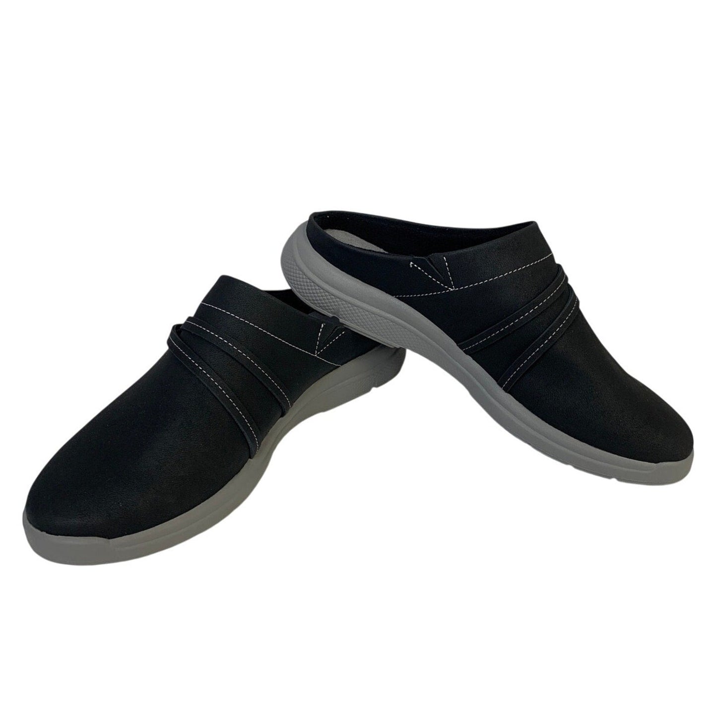 JSport Womens Size 7 Black Faux Leather Gina Slip On Memory Foam Sneaker Shoes