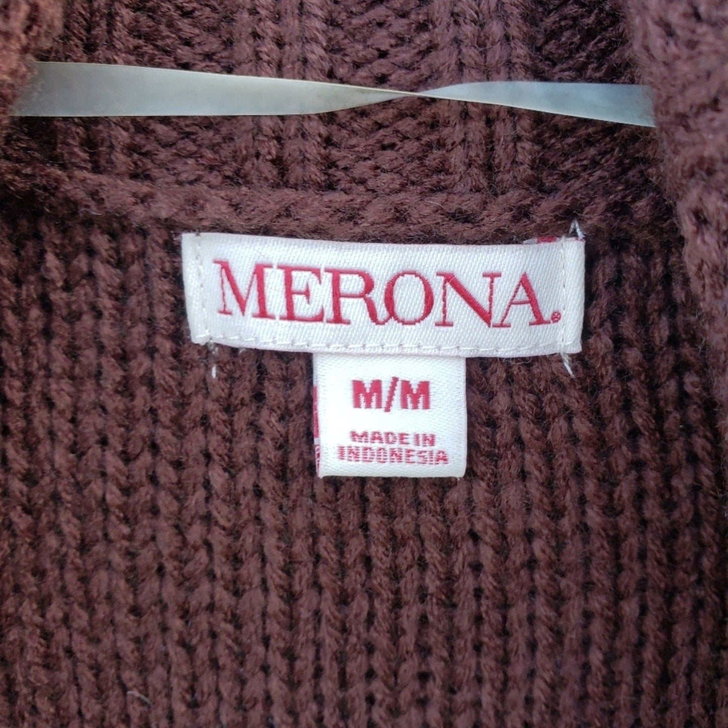 Merona Womens Medium Coffee Brown Open Front 100% Acrylic Knit Cardigan Sweater