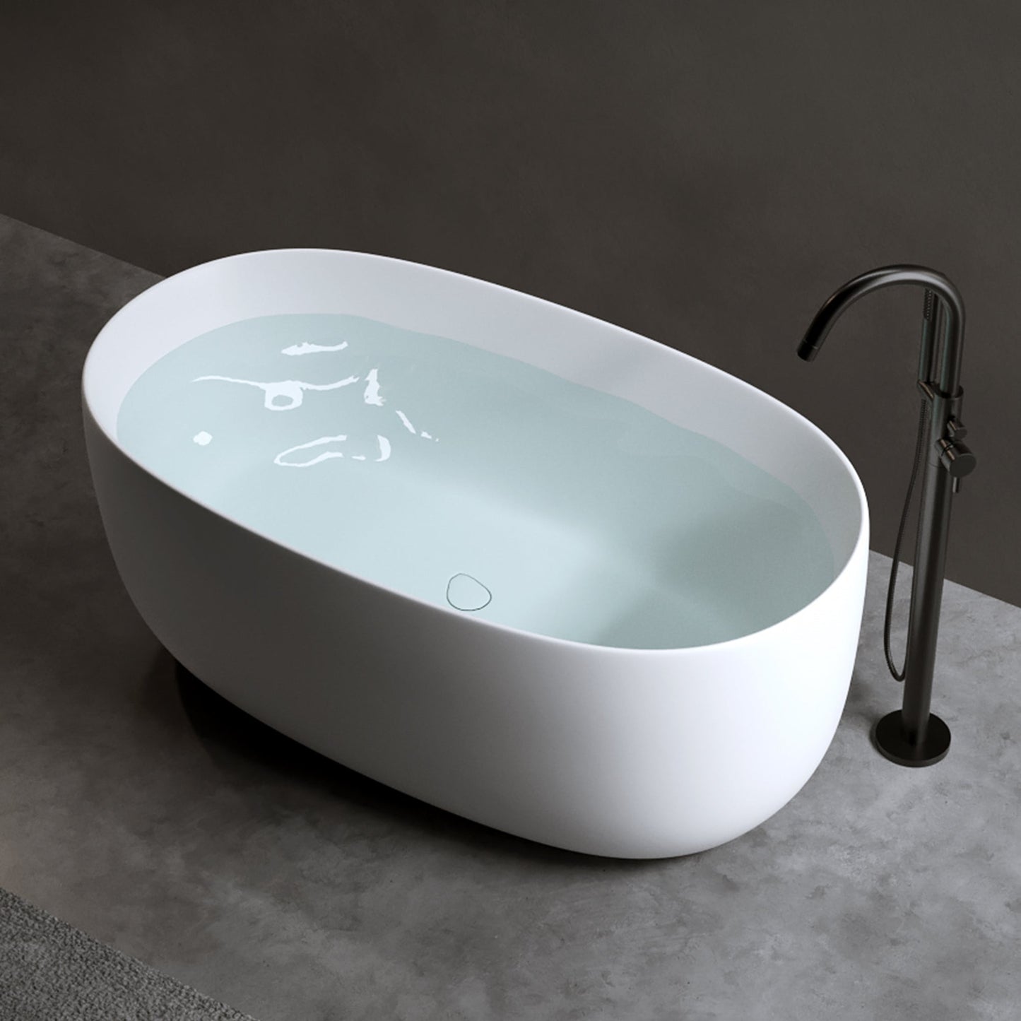 LILYA 47'' Independent Solid Surface Resin Stone Bathtub