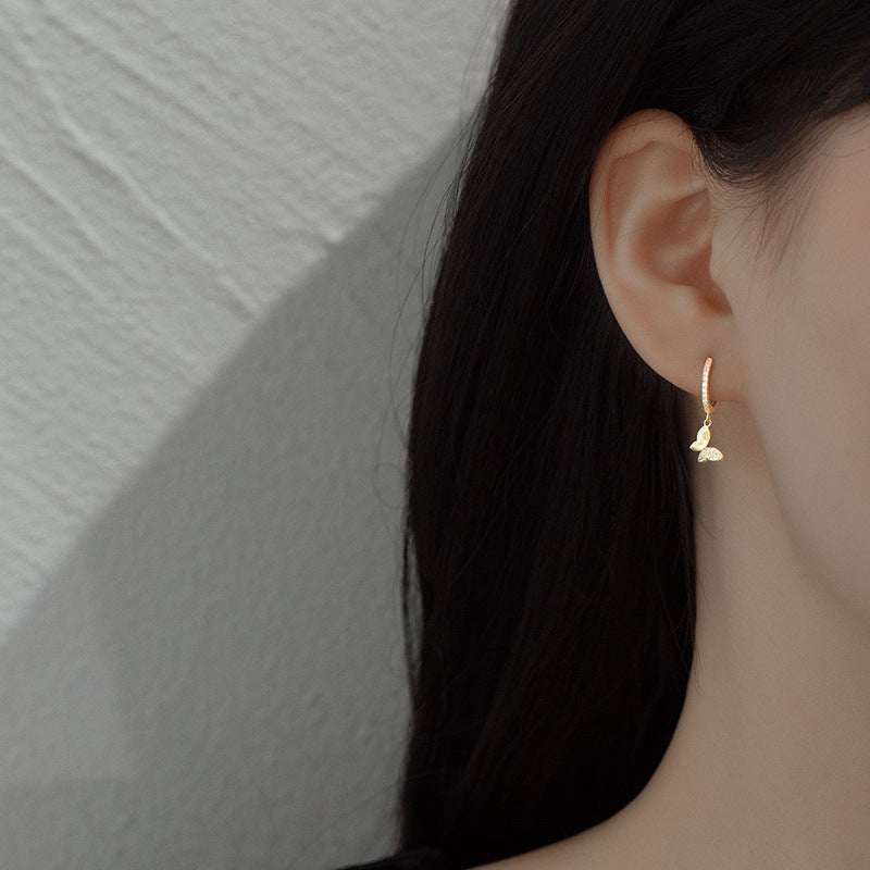 S925 Silver Korean-Style Sweet Butterfly Earrings