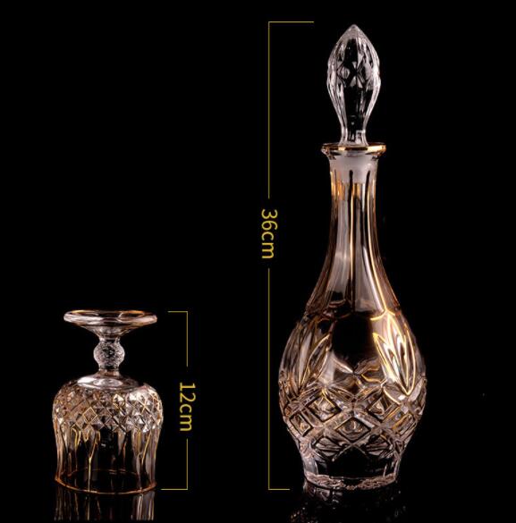 Chinese Crystal Glass Wine Gift Set – 7-Piece Gold Whiskey & Wine Set