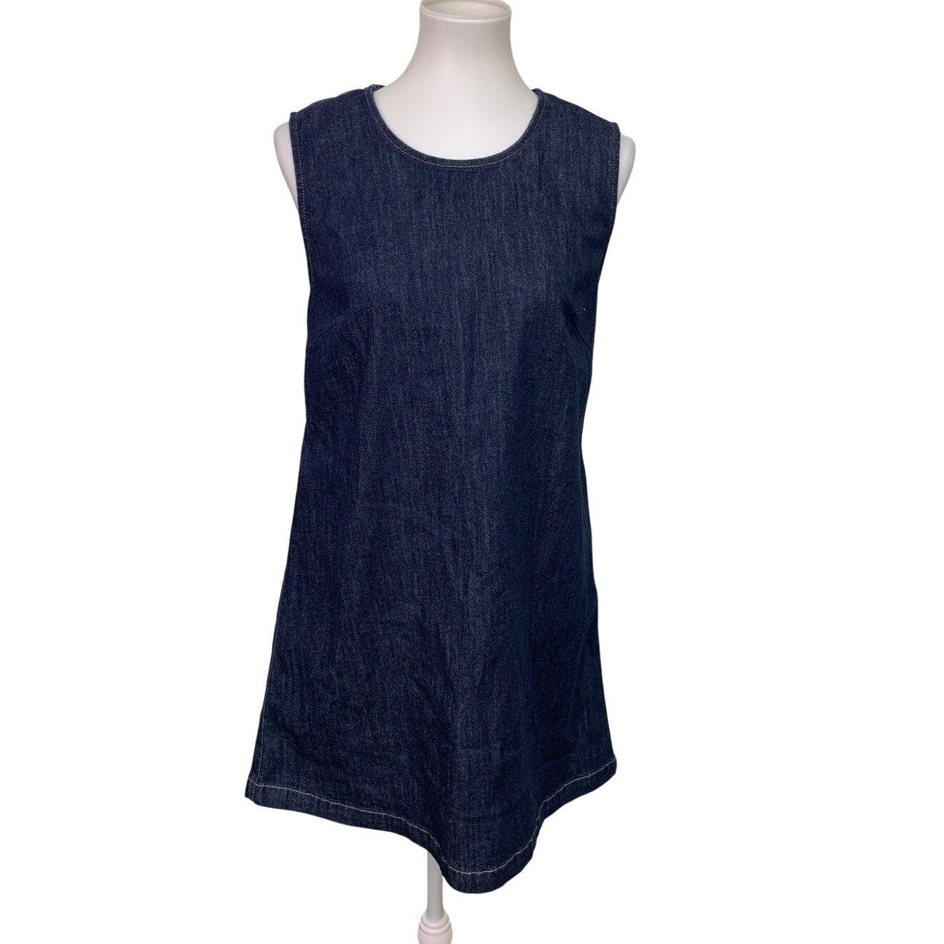 New American Eagle Womens Medium Sleeveless Open Back Denim Sheath Dress