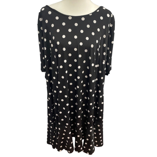 Avenue Womens Plus Size 26 Half Sleeve Black White Polka Dot Sheath Dress