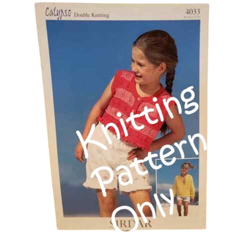 New Sirdar 4033 Calypso Double Knitting Child Kids Vest Cardigan Sweater Pattern