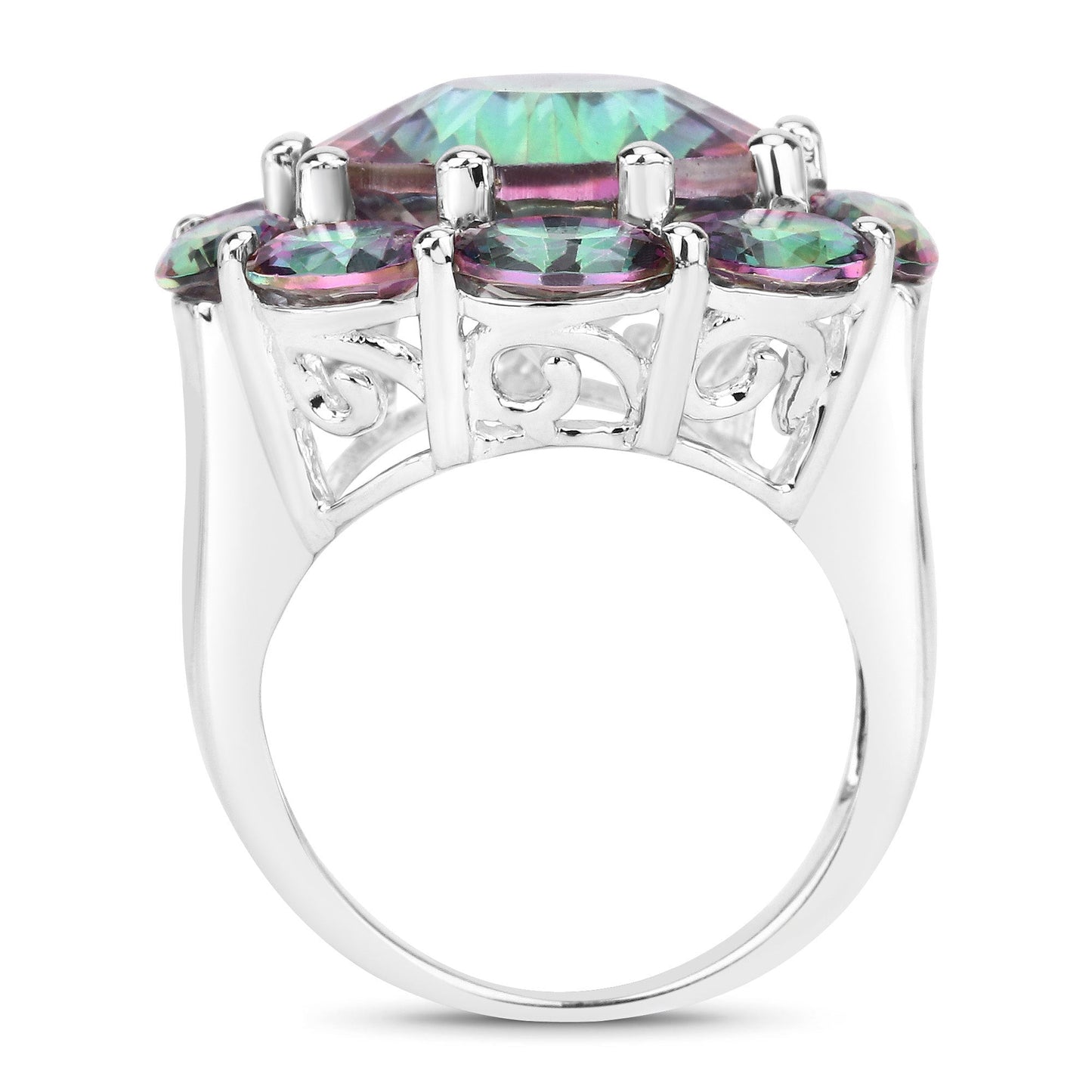 11.45 Carat Genuine Rainbow Quartz .925 Sterling Silver Ring