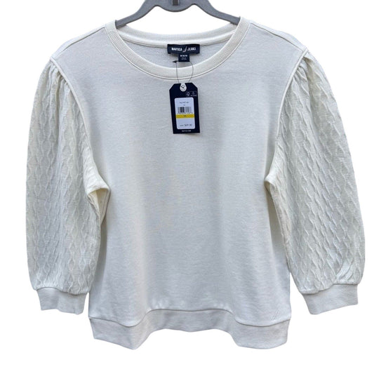 NWT New Nautica Jeans Womens Medium Ivory Long Sleeve Crew Neck Sweatshirt