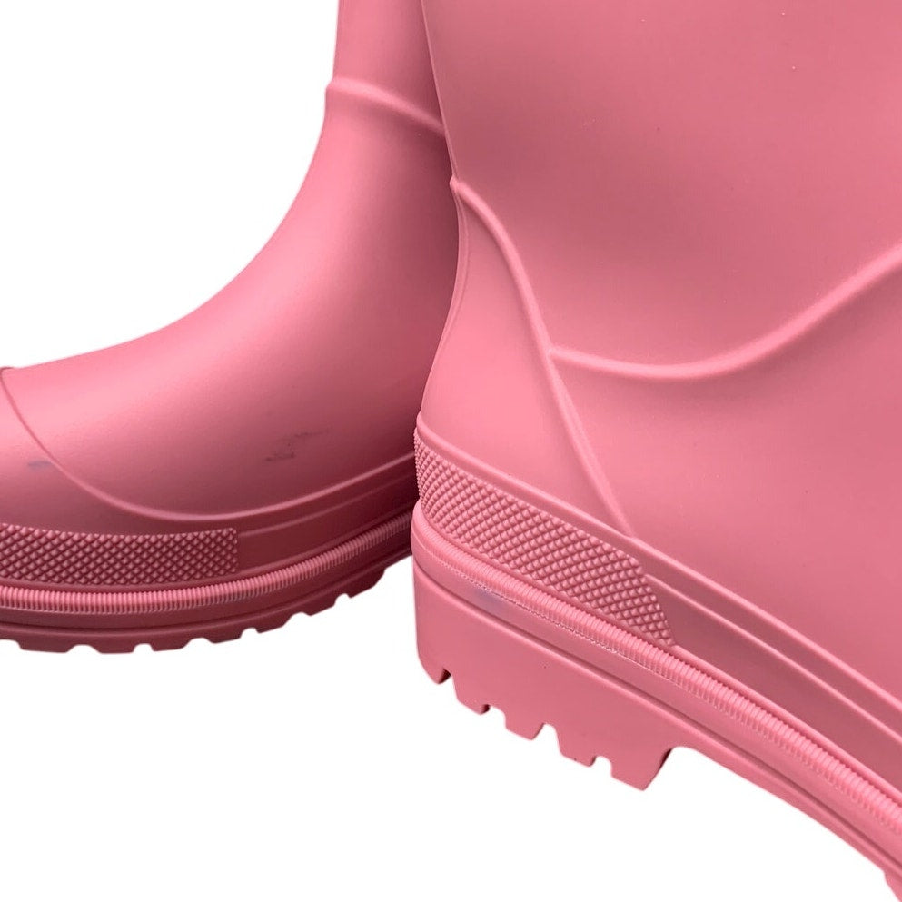 Hisea Women Size 7 Pink Pull On Waterproof Faux Rubber Short Non Slip Rain Boots