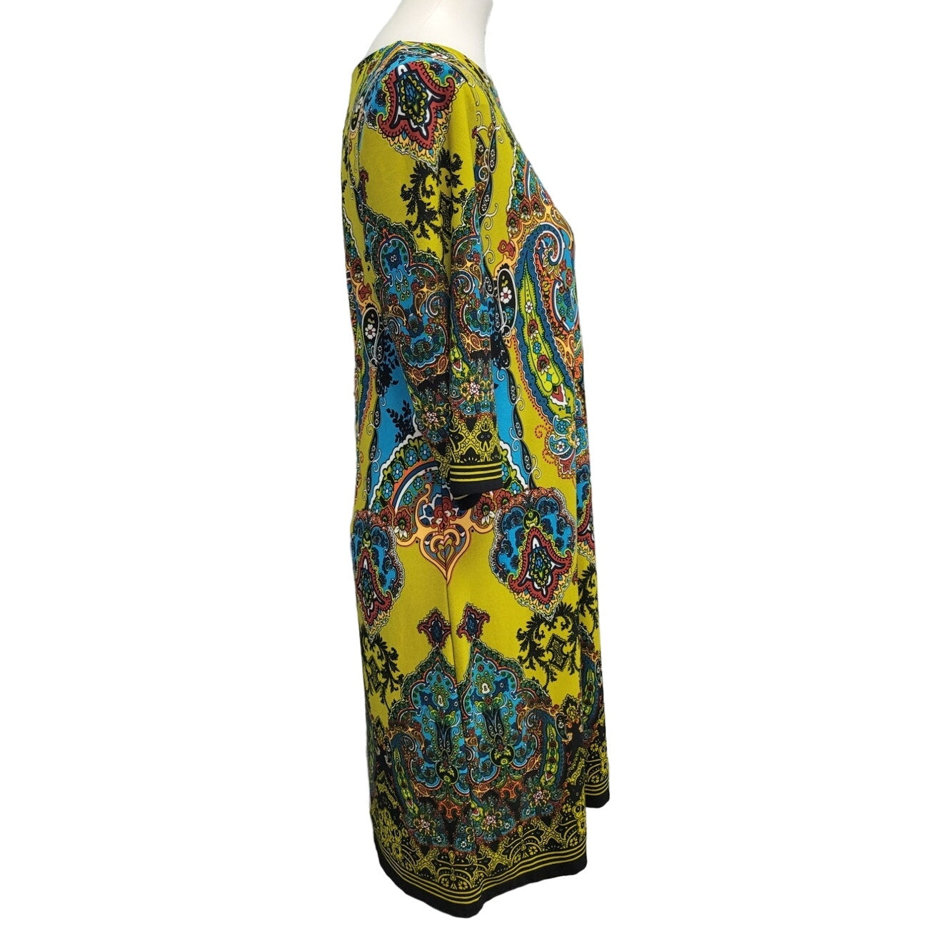 Dress Barn Womens 10 PolySpandex 3/4 Sleeve Patterned Knee Length Dress
