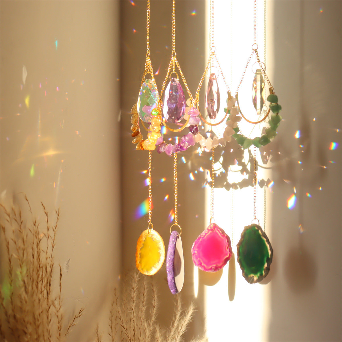 Natural Agate Raw Stone Wind Chimes