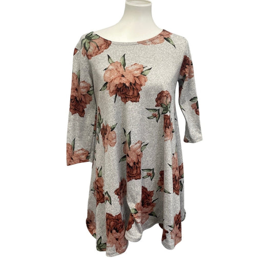 Vibe Sportswear Womens Medium PolySpandex Floral Long Sleeve Crew Neck Top