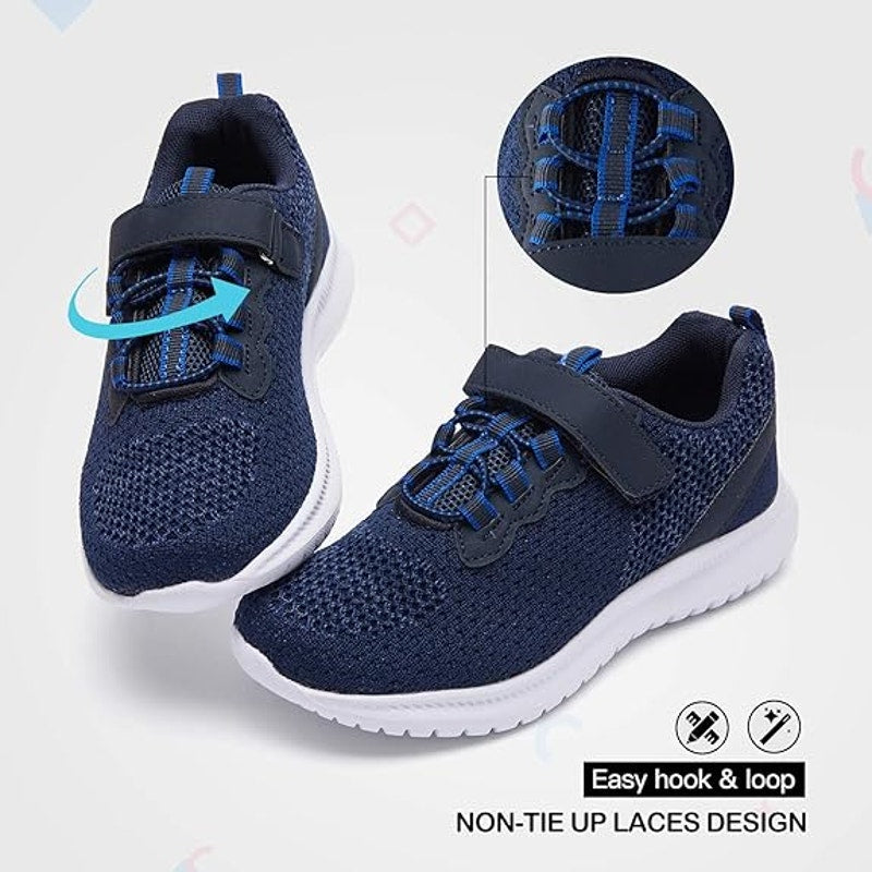 Runside Little Boys Size 12 Navy Sneakers Lace Up Hook Loop Fastener Shoes