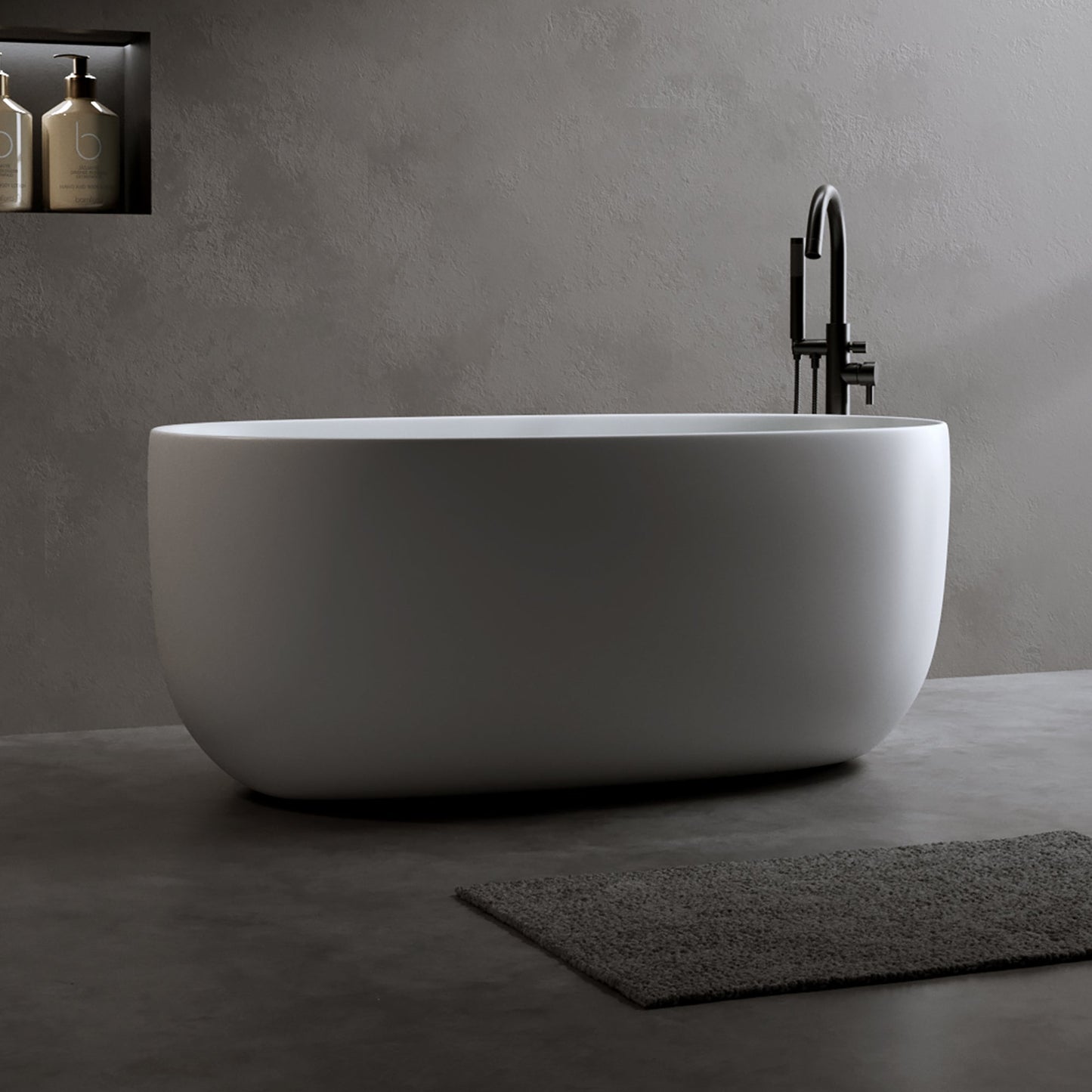 LILYA 47'' Independent Solid Surface Resin Stone Bathtub