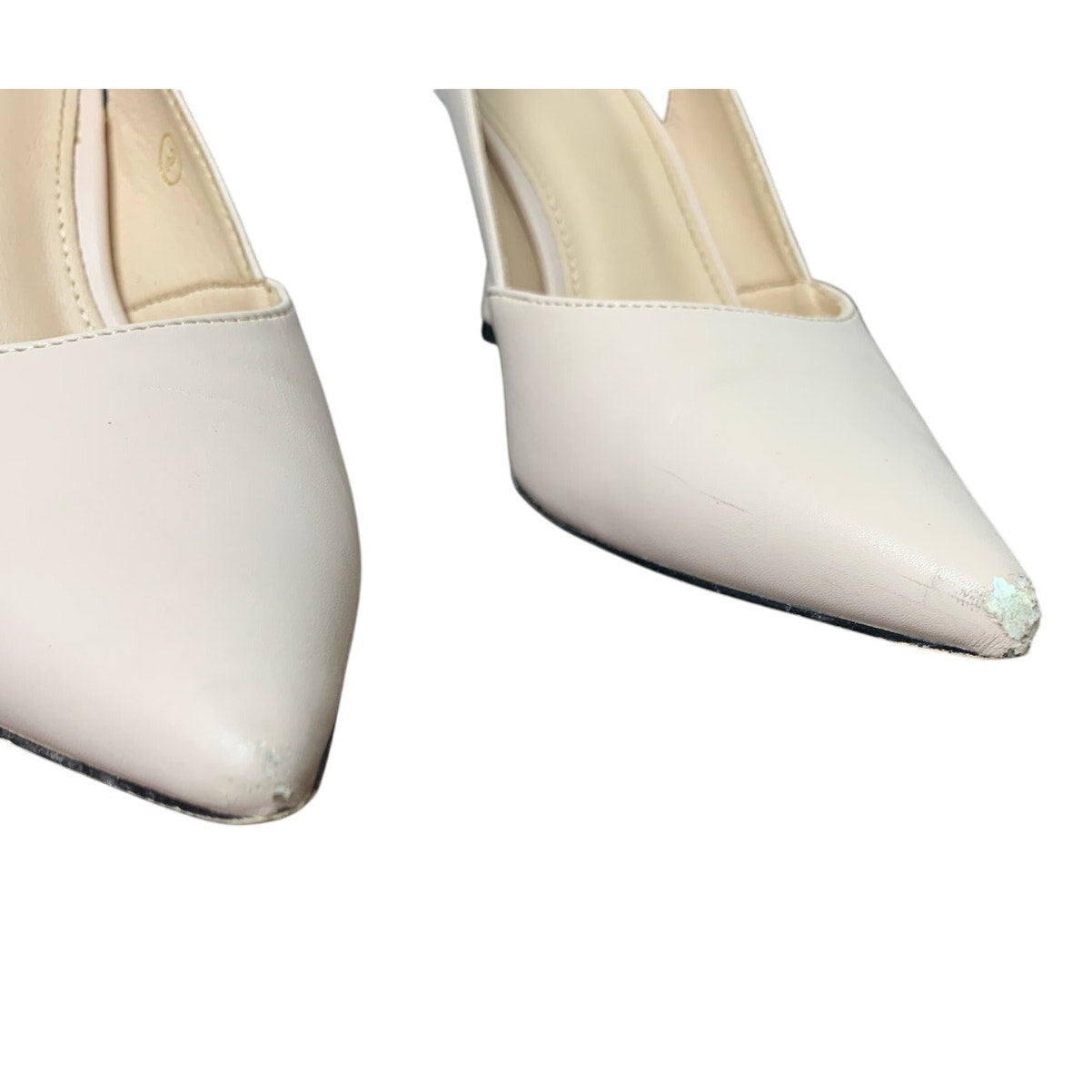 Rilista Womens 9 Tan 3" Kitten Heel Slingback Closed Pointed Toe Sandal Shoes