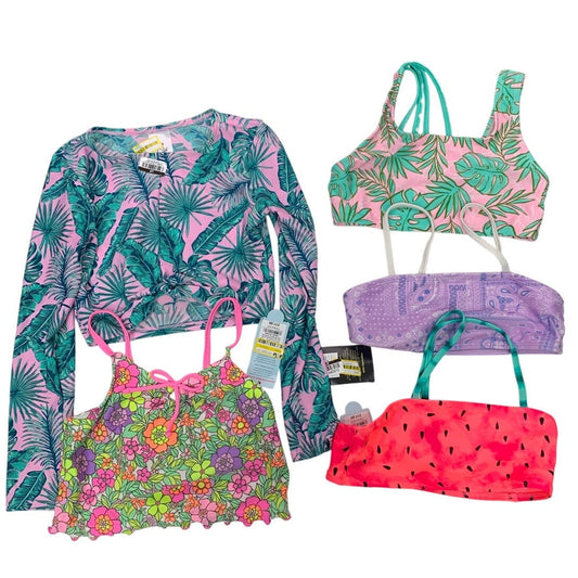 Lot of 5 Art Class Cat & Jack Girls Medium Floral Tropical Bikini Swim Tops ONLY