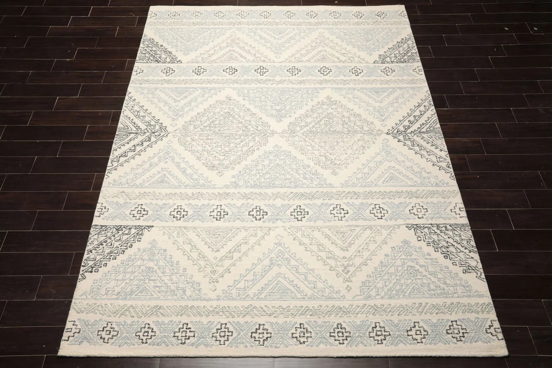 LoomBloom Multi Size Ivory Hand Tufted Transitional Geometric Wool Oriental Area Rug-4