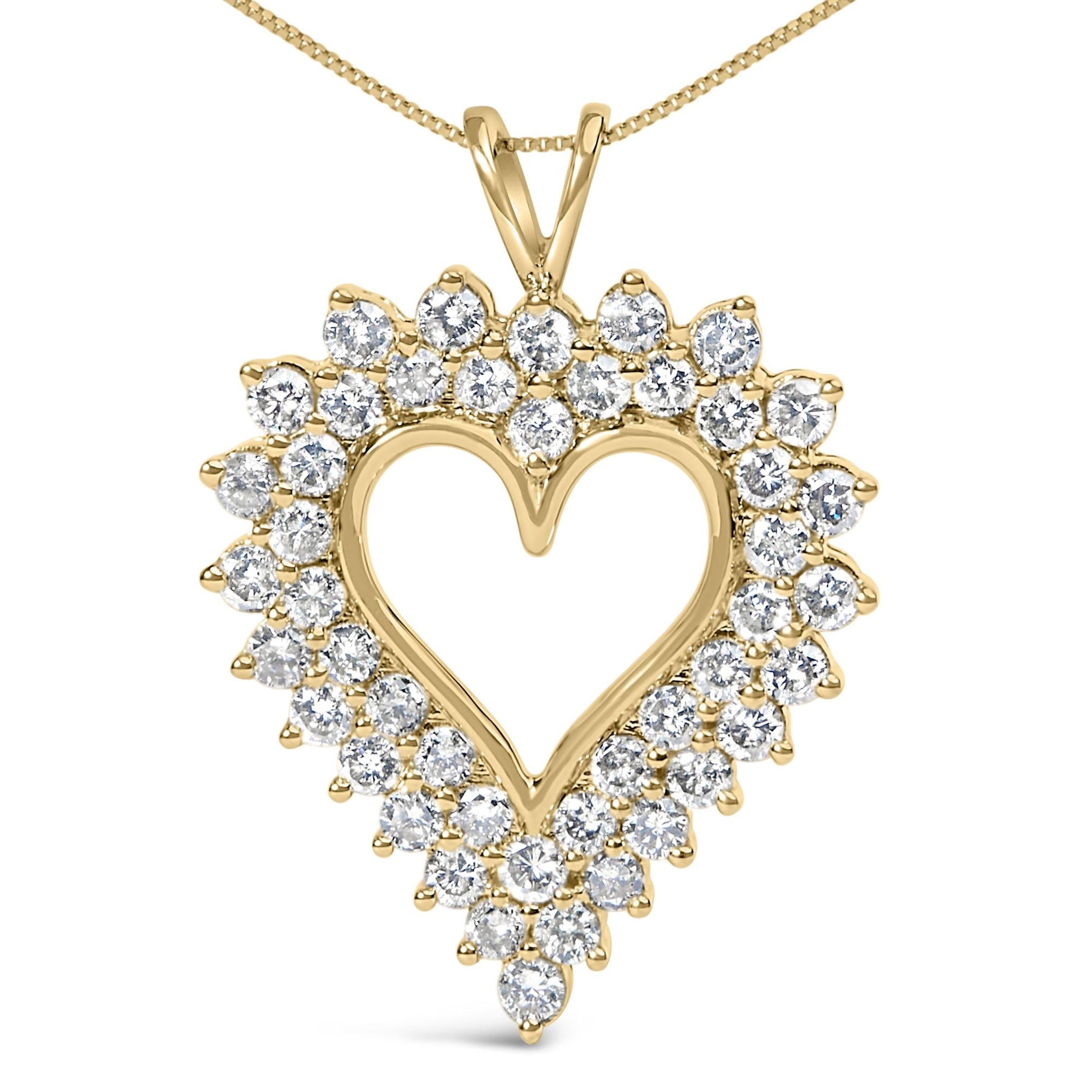 14K Yellow Gold Plated .925 Sterling Silver Brilliant-Cut Diamond Open Heart 18" Pendant Necklace (K-L Color, I1-I2 Clarity)-1