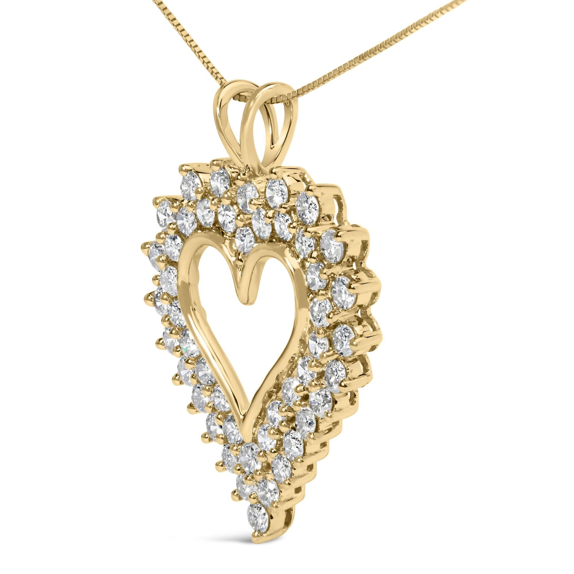 14K Yellow Gold Plated .925 Sterling Silver Brilliant-Cut Diamond Open Heart 18" Pendant Necklace (K-L Color, I1-I2 Clarity)-3