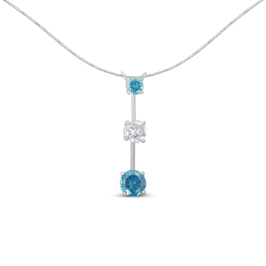 14K White Gold 1 1/2 cttw White and Treated Blue Diamond Pendant Necklace (H-I, I1-I2)-0