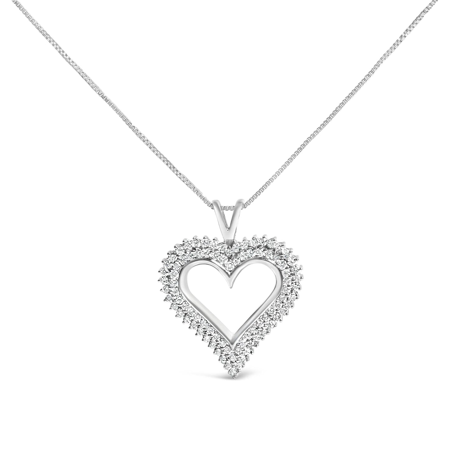 .925 Sterling Silver Diamond Heart 18" Pendant Necklace (I-J Color, I2-I3 Clarity)-0