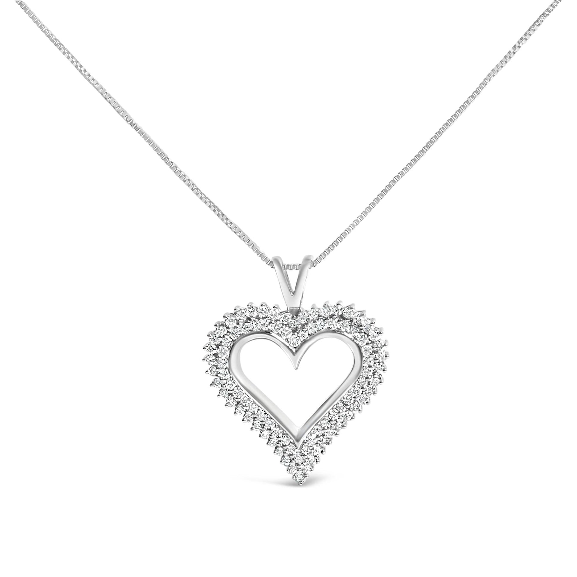 .925 Sterling Silver Diamond Heart 18" Pendant Necklace (I-J Color, I2-I3 Clarity)-0