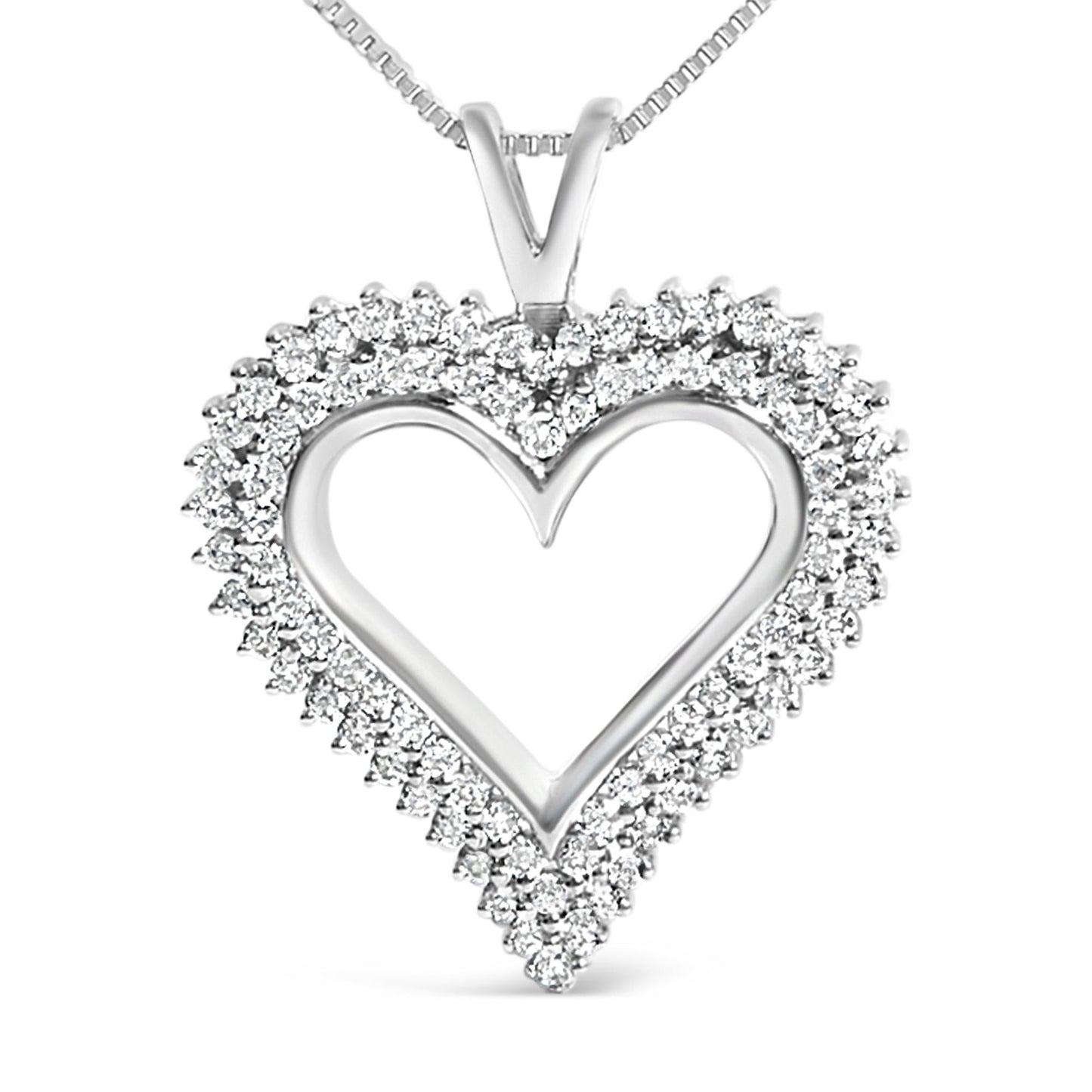 .925 Sterling Silver Diamond Heart 18" Pendant Necklace (I-J Color, I2-I3 Clarity)-1