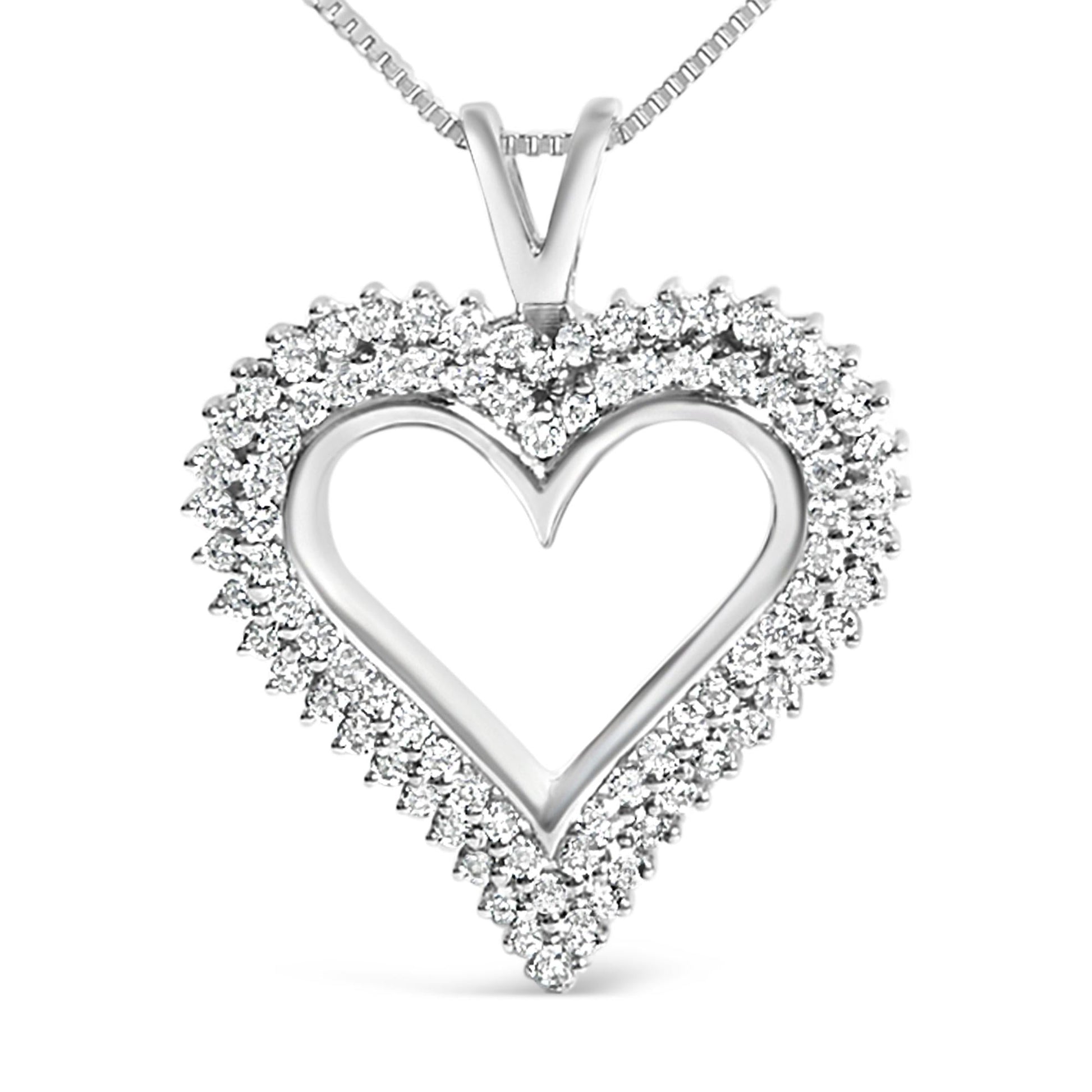 .925 Sterling Silver Diamond Heart 18" Pendant Necklace (I-J Color, I2-I3 Clarity)-1