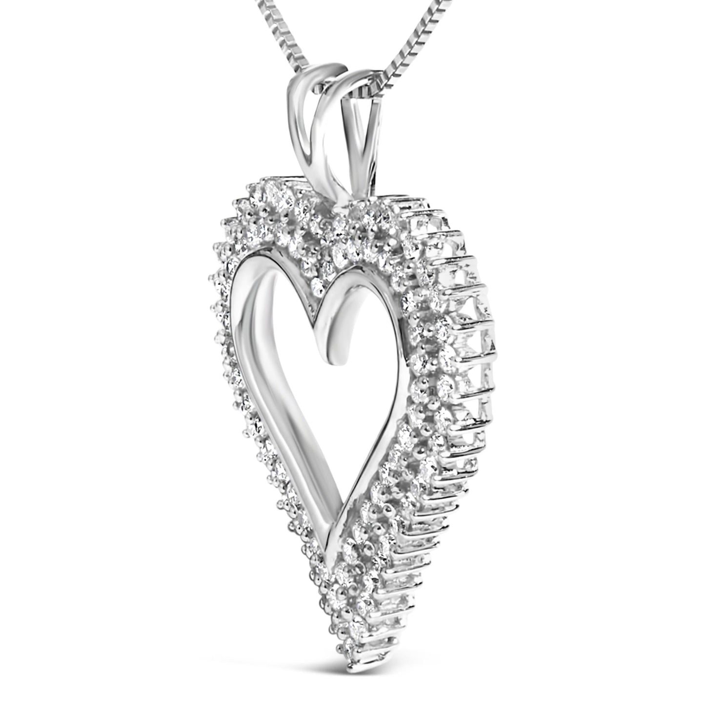 .925 Sterling Silver Diamond Heart 18" Pendant Necklace (I-J Color, I2-I3 Clarity)-3