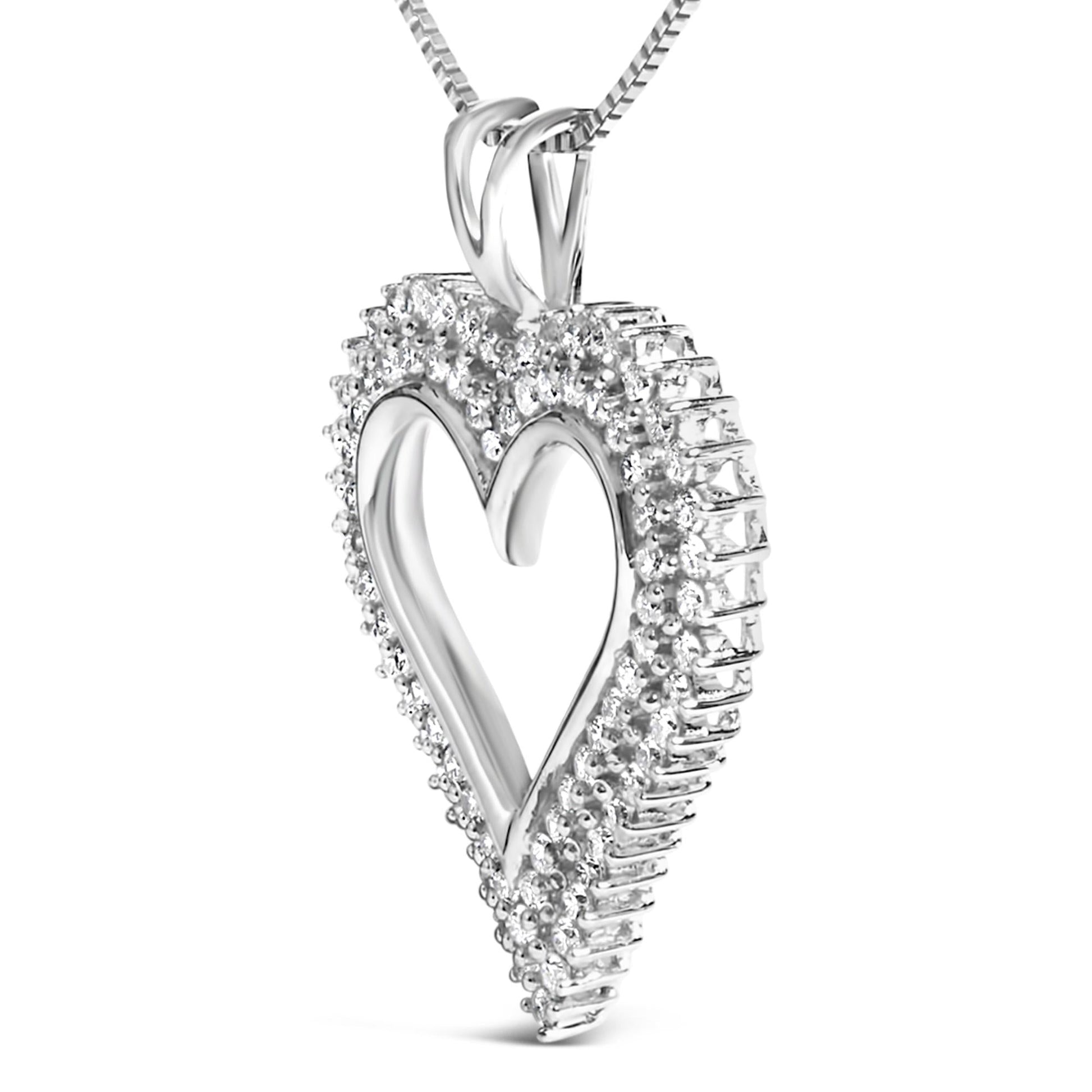 .925 Sterling Silver Diamond Heart 18" Pendant Necklace (I-J Color, I2-I3 Clarity)-3