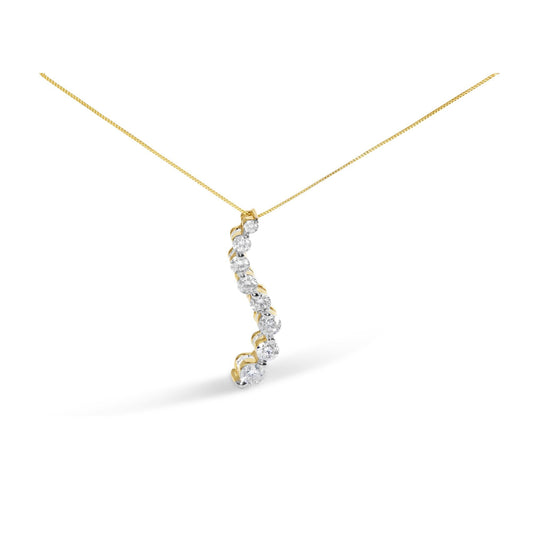 AGS Certified 14k Yellow Gold 3.0 Cttw Baguette and Brilliant Round-Cut Diamond Journey 18" Pendant Necklace (G-H Color, I1-I2 Clarity)-0
