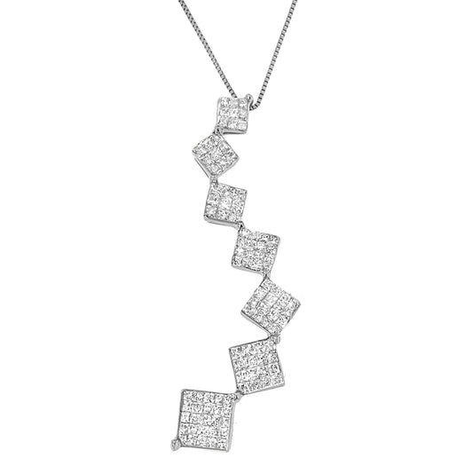 10K White Gold 1 cttw Diamond Snake Curved Pendant Necklace (H-I, I1-I2)-0
