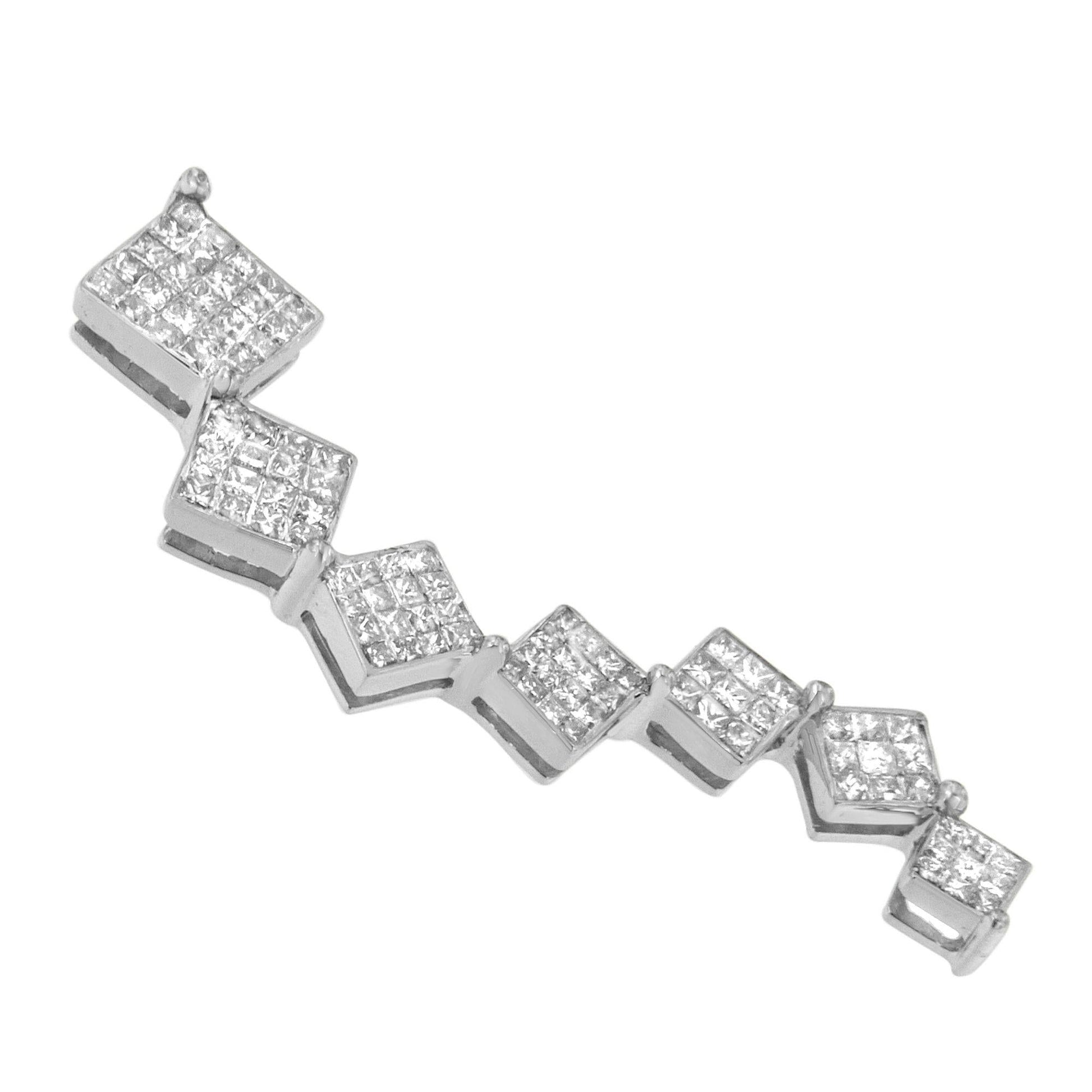 10K White Gold 1 cttw Diamond Snake Curved Pendant Necklace (H-I, I1-I2)-1