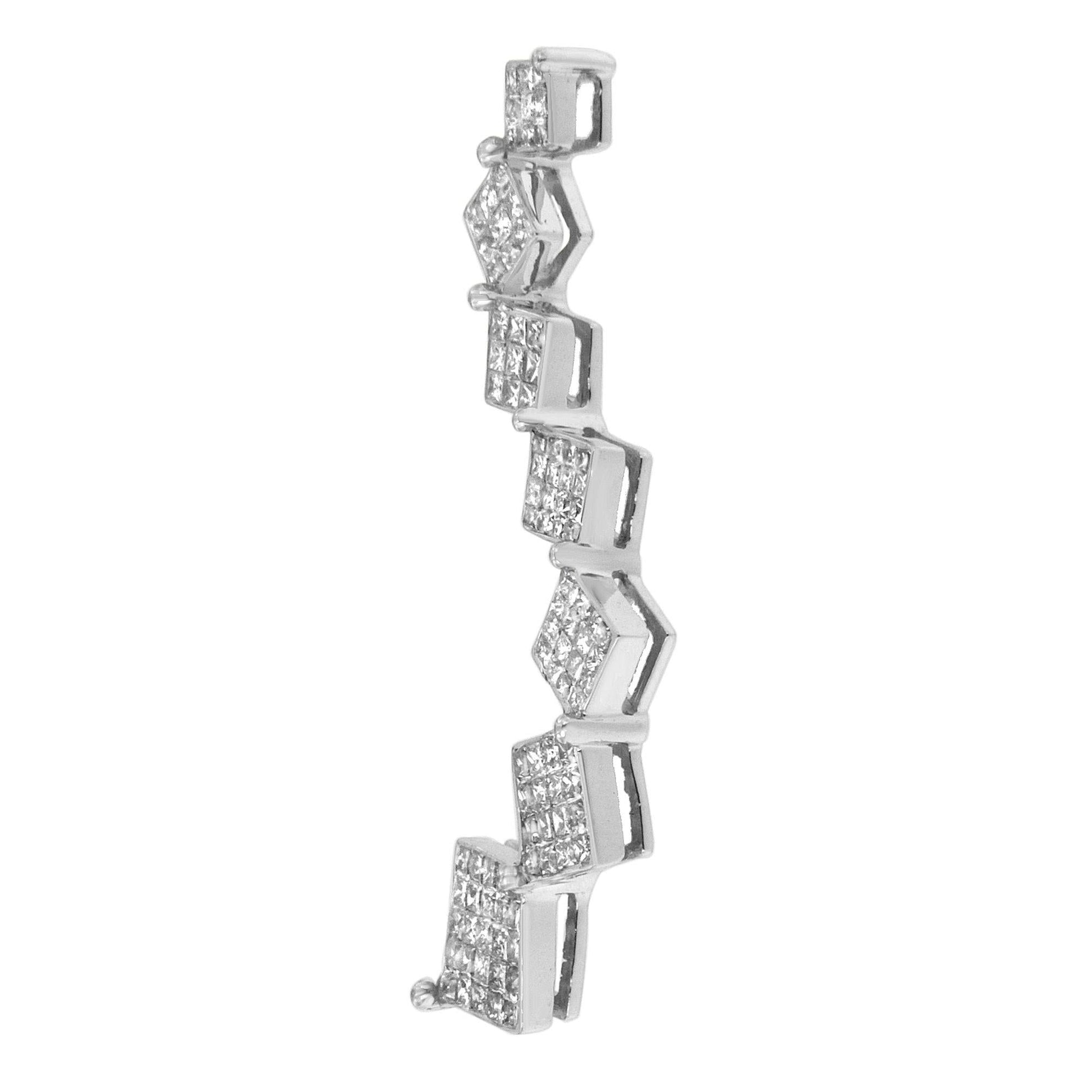 10K White Gold 1 cttw Diamond Snake Curved Pendant Necklace (H-I, I1-I2)-2