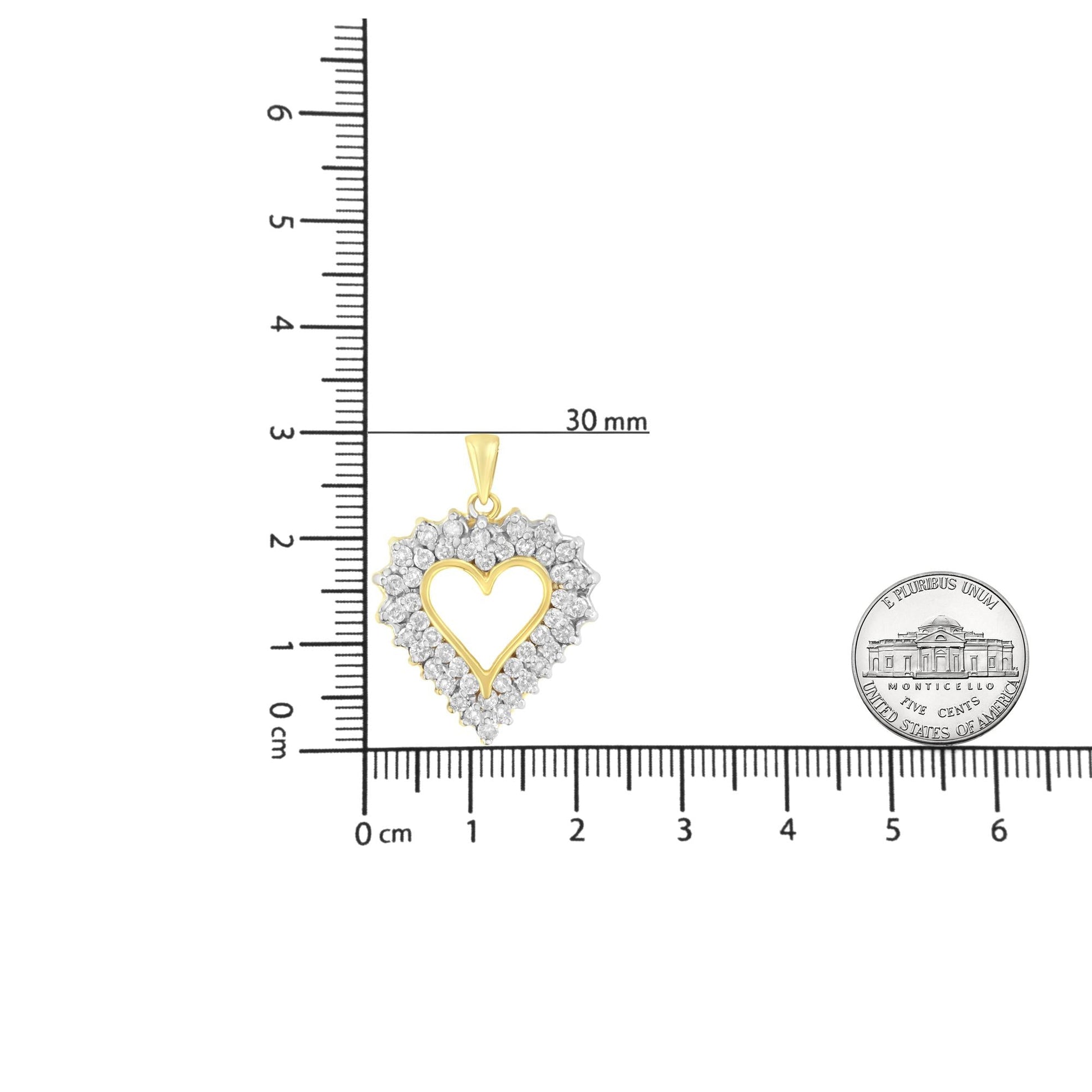 14K Yellow Gold Plated .925 Sterling Silver 4.0 Cttw Diamond Shadow Frame Heart 18" Pendant Necklace (J-K Color, I1-I2 Clarity)-4