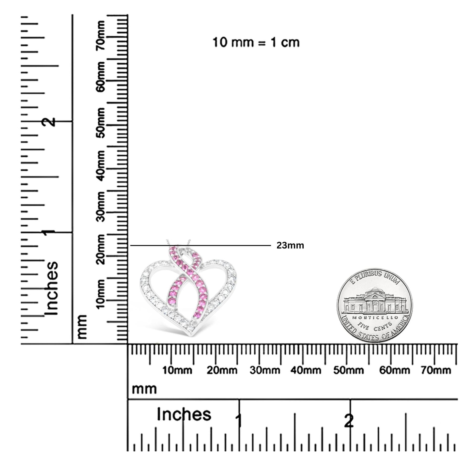 14K White Gold 1ct. TGW Diamond And Pink Sapphire Gemstone Pendant Necklace (G-H, SI2-I1)-3