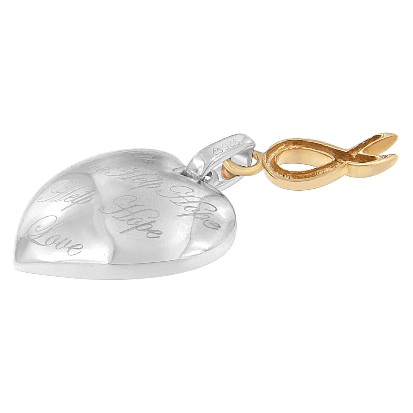 10K Yellow Gold Over Silver Heart Pendant Necklace-3