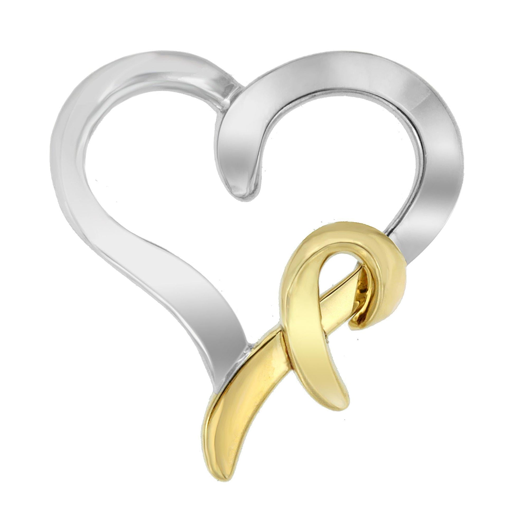 .925 Sterling Silver and 14K Yellow Gold Two-Tone Heart Shaped Pendant Necklace-0