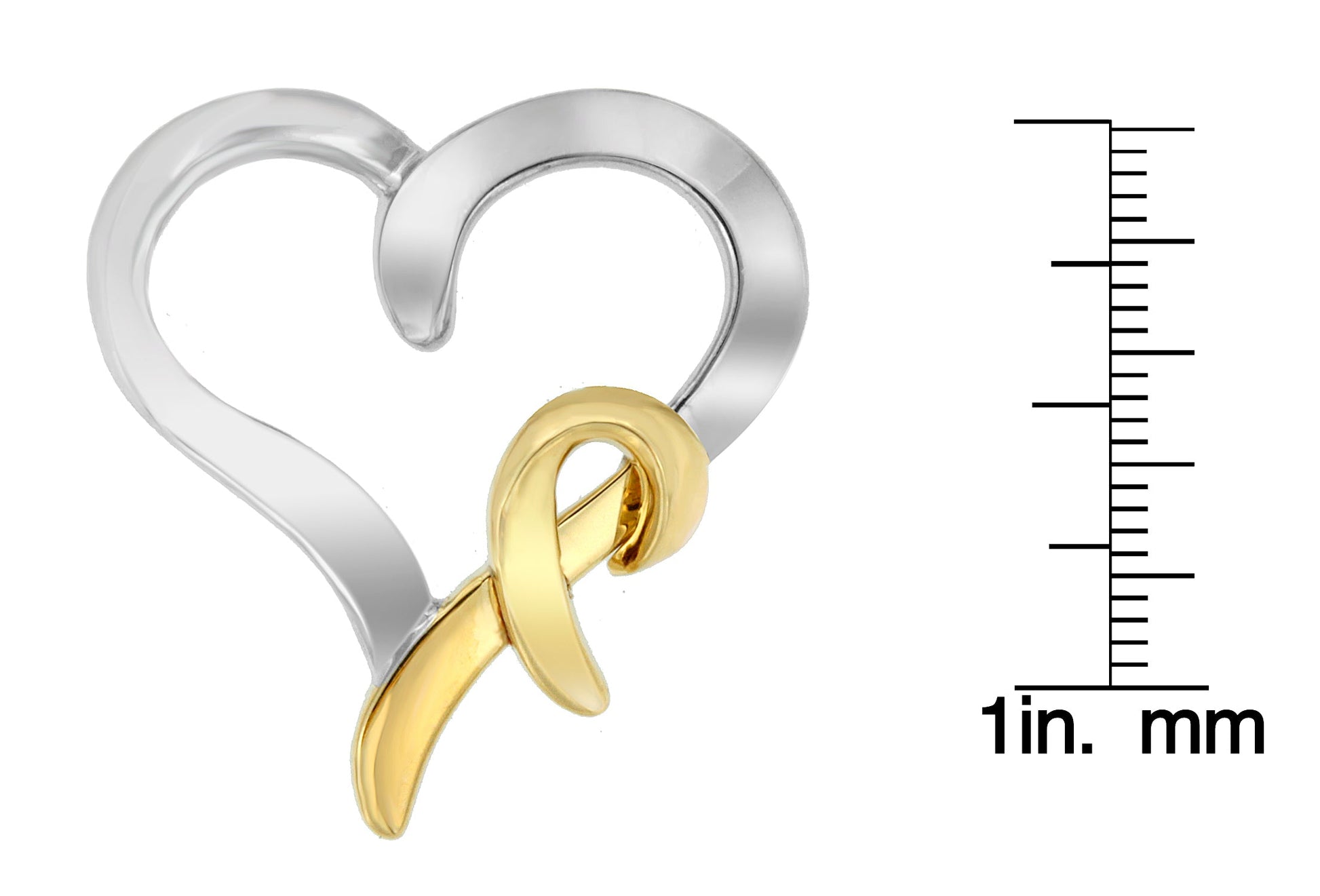 .925 Sterling Silver and 14K Yellow Gold Two-Tone Heart Shaped Pendant Necklace-3