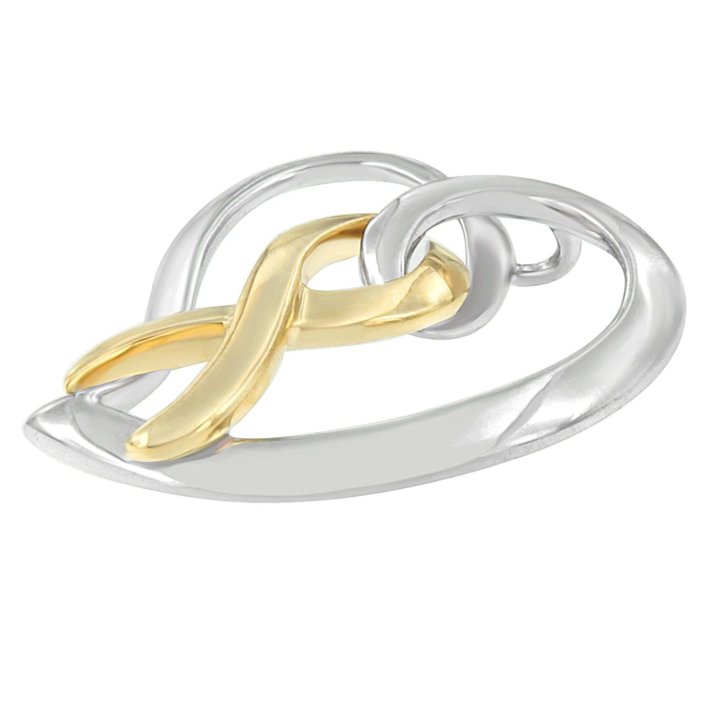 14K Gold and Silver Heart Bow Pendant Necklace-2