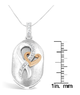 10k Rose Gold and Sterling Silver 1/10ct TDW Round Cut Diamond Interlocked Heart and Ribbon Pendant Necklace (H-I, I1-I2)-3