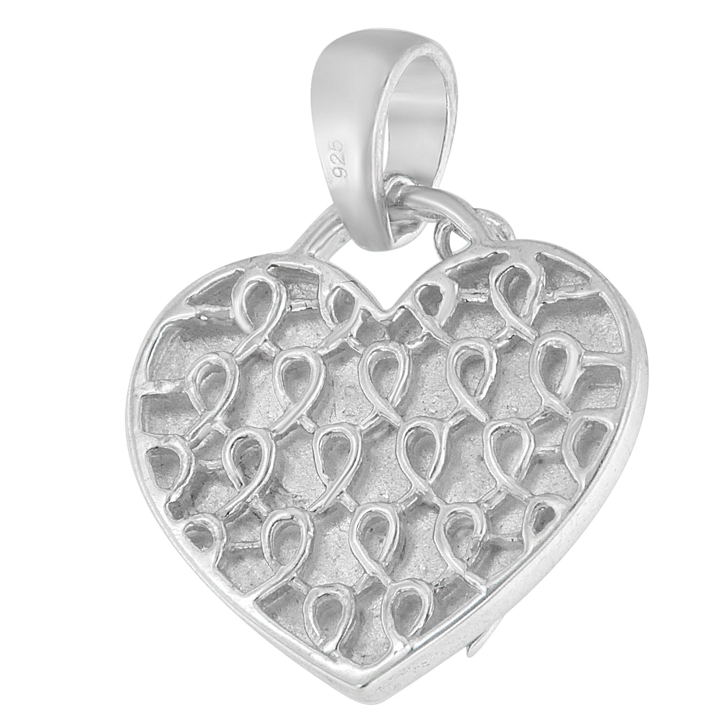 .925 Sterling Silver 1/10 cttw Diamond Heart Pendant Necklace (H-I, I1-I2)-1