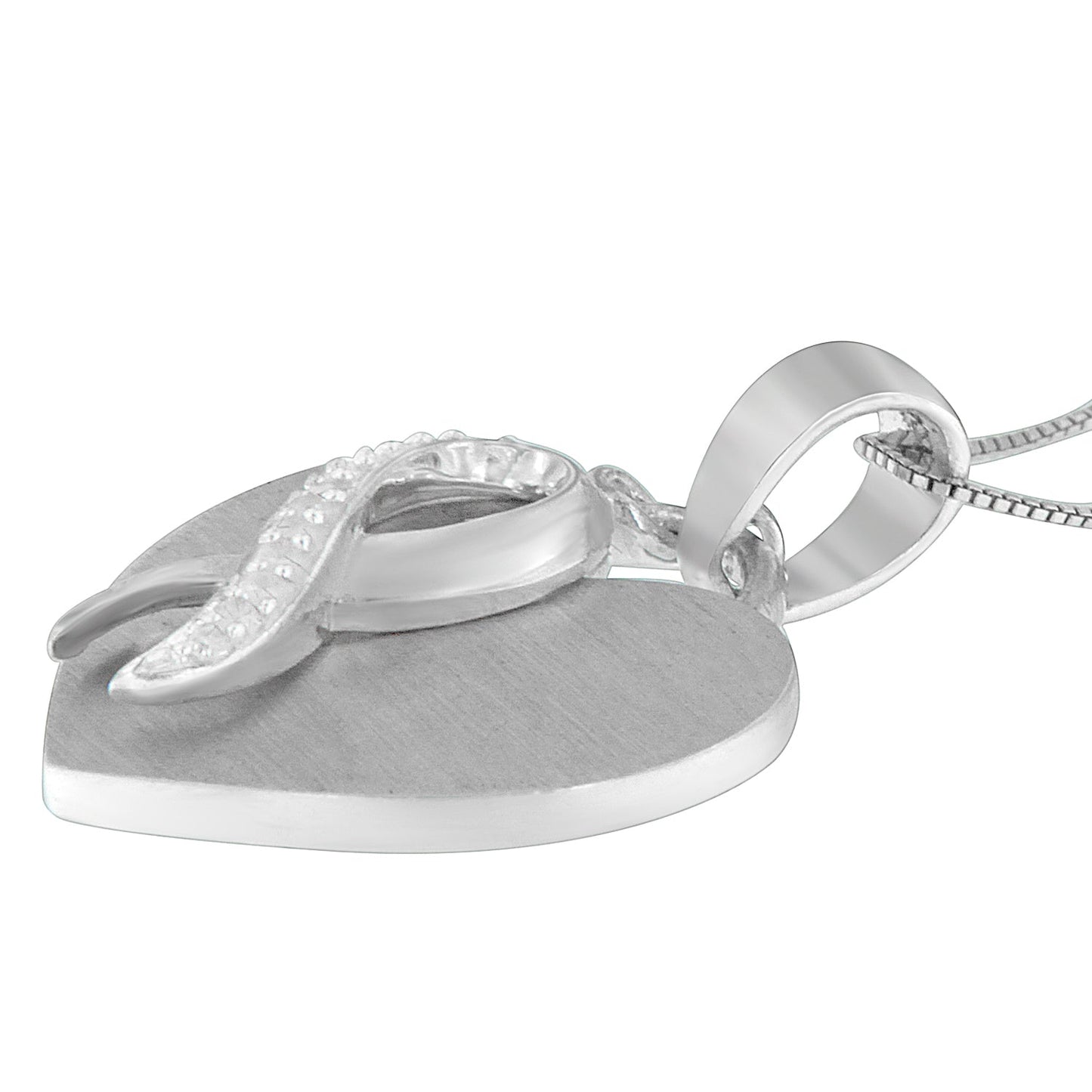 .925 Sterling Silver 1/10 cttw Diamond Heart Pendant Necklace (H-I, I1-I2)-3